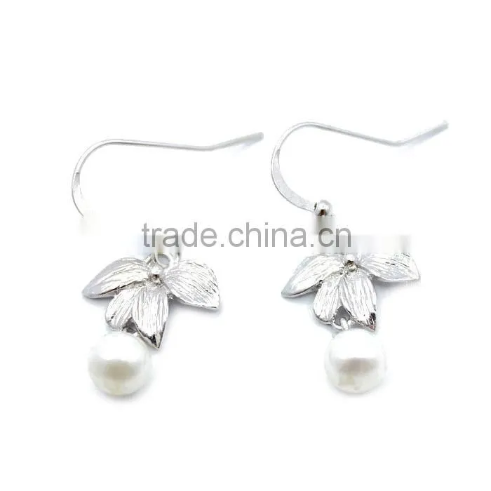 2014 silver earring jewelry fashionable design fishing hook pearl earrings