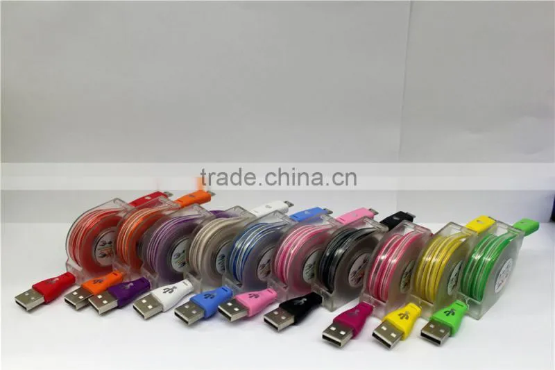 Glowing laughing face stretchable flat micro usb cable, USB to micro usb 5 pin for all smart phone