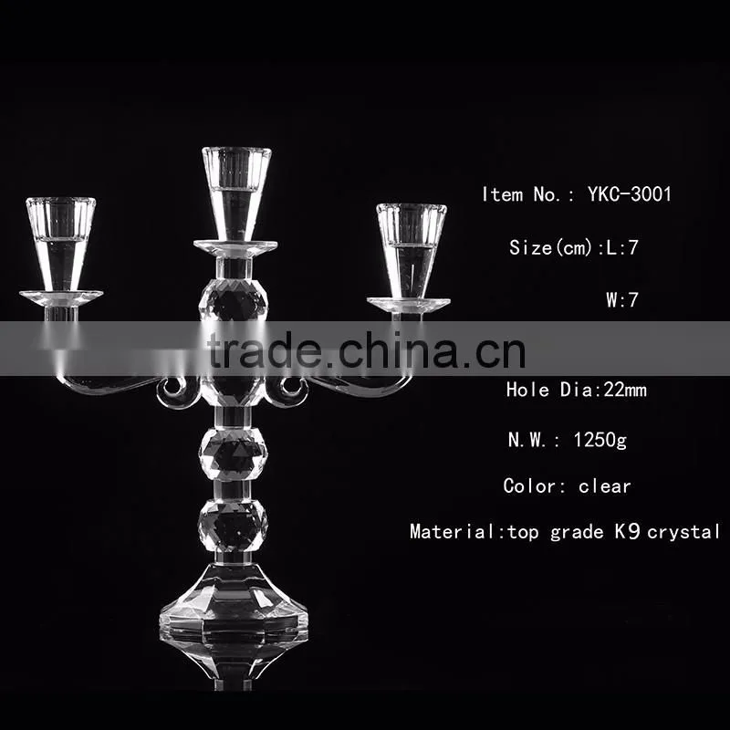 yiwu elegant crystal clear glass candle holder for wedding table centerpieces