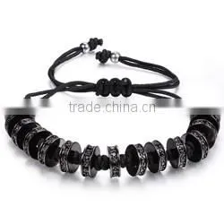 Fashion gold plated zircon stoppers macrame bracelet braided rope, 18k gold jewellery wholesale charm bracelet