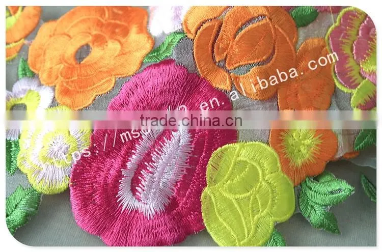 Newest design beautiful flower embroidery organza lace with organza