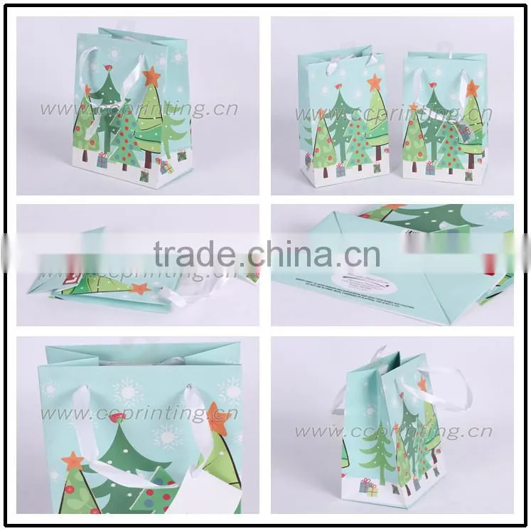 Promotional Christmas Gift Paper Bag with Ribbon Handle