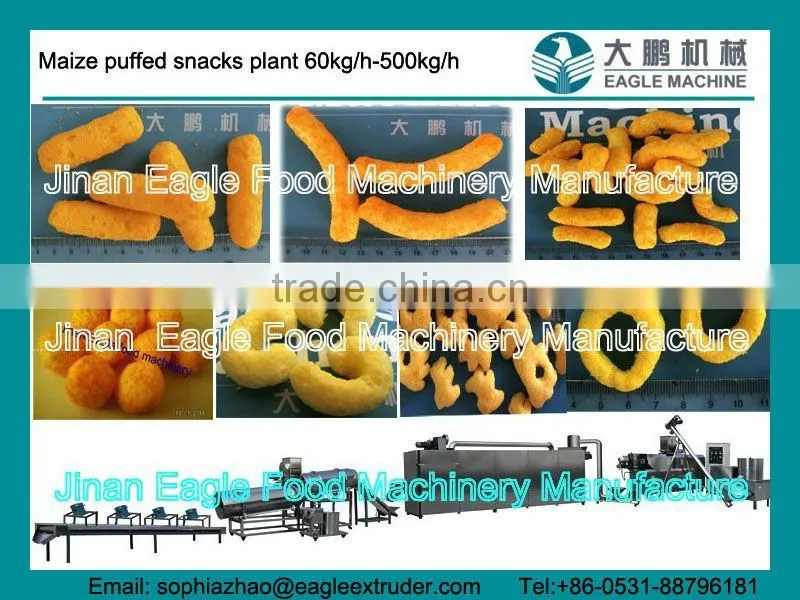 Extrusion corn flour puff snack production line from Jinan eagle 0086 18678800276