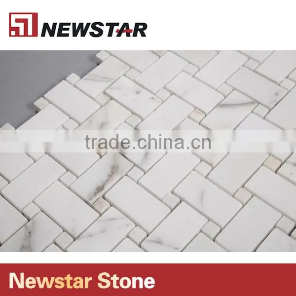 Newstar Wholesale White Marble Tile Veining Patterns Of Gold And Grey Finish Mosaic
