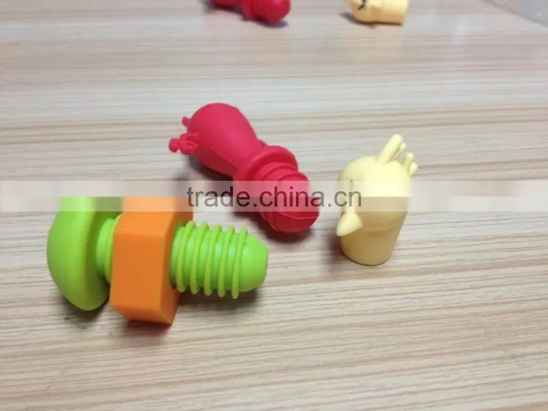 Cute pattern design 100% food grade silicone wine bottle stopper