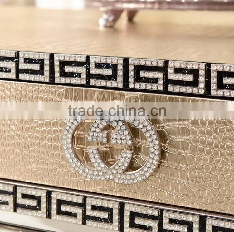 top one quality crocodile shape stainless steel coffee center table with chests