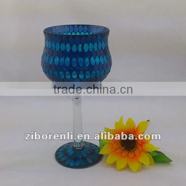 Asian Antiques Tall Colored Mosaic Table Vase Modern Cheap Royal Blue Wedding Decoration