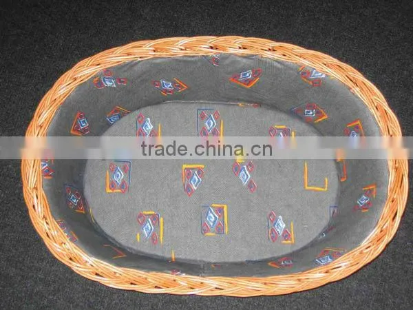 oval Willow Wicker Dog Bed with Pillow