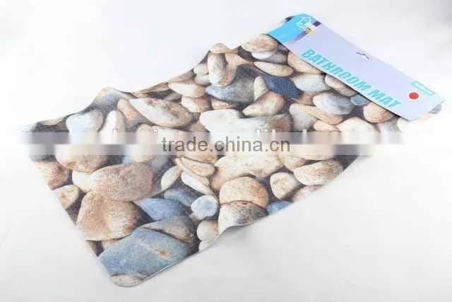 Rectangular PVC anti-slip bath mat covered with color printing cloth/bathroom mat
