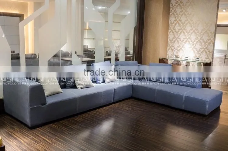 2016 Latest New L Shaped Sofa Designs Linen Fabric Sofa