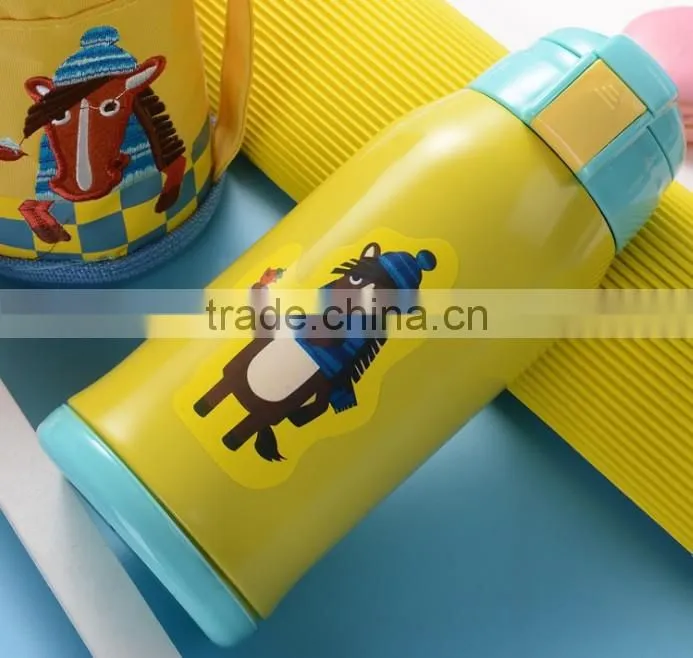 600ml 304 Stainless steel flask with straw kids water bottle