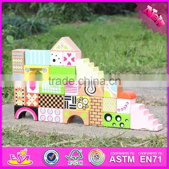 2017 new design 28 pieces educational kids wooden toy building blocks W13A120