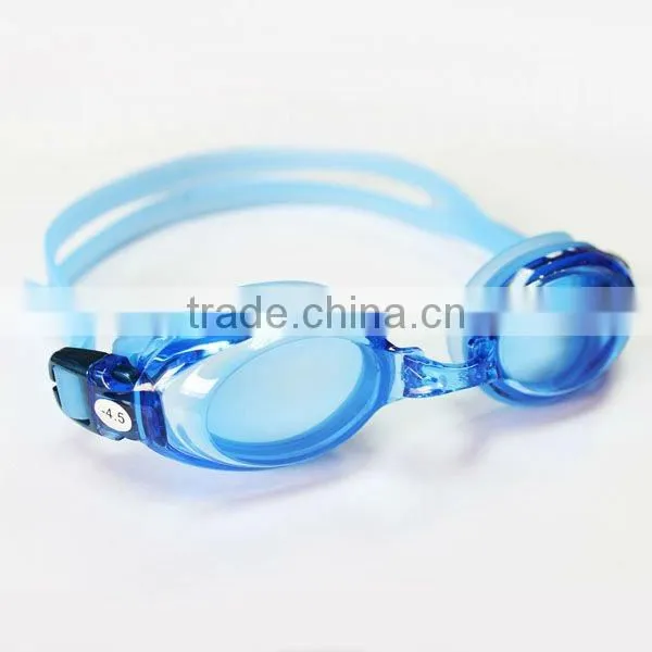 Prescription myopia swim goggles and caps set with free protect case - Blue