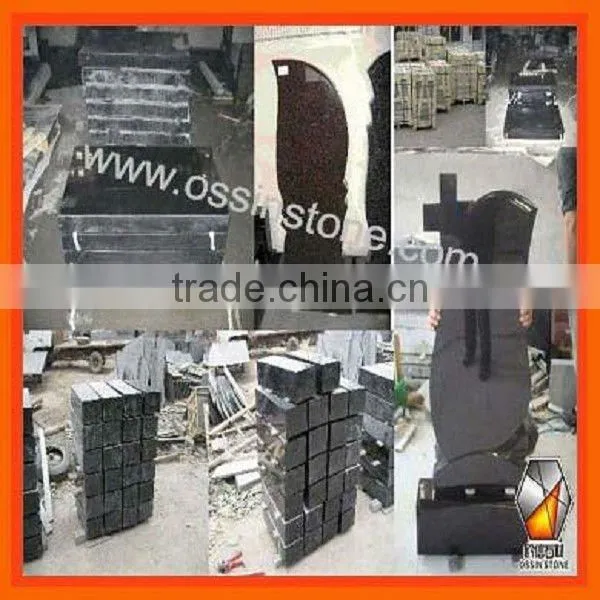 Black granite angel and heart tombstones