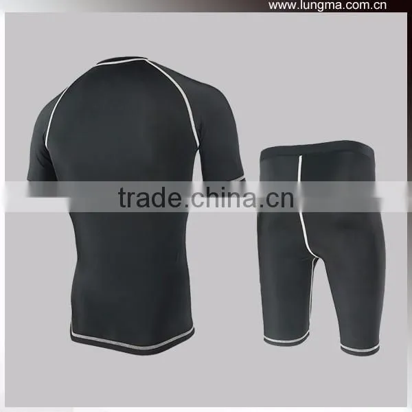 Slim Fit Sexy 85%polyester 15% Spandex Compression Short Shirts and Shorts,Custom O-Neck / V-Neck MMA Rash Guard