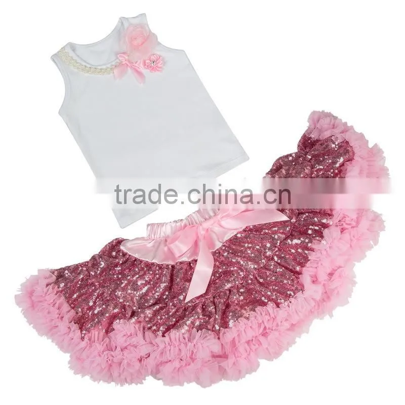 High Quality Girls Sequin Skirt Set,Fluffy Tutu Skirt Set For Girls