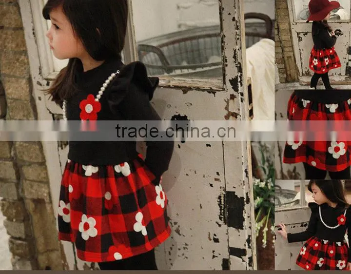 New Autumn Baby Girls Small Flower School Wear Dress Children's Autumn Dresses Kids Long Sleeve Casual Dresses