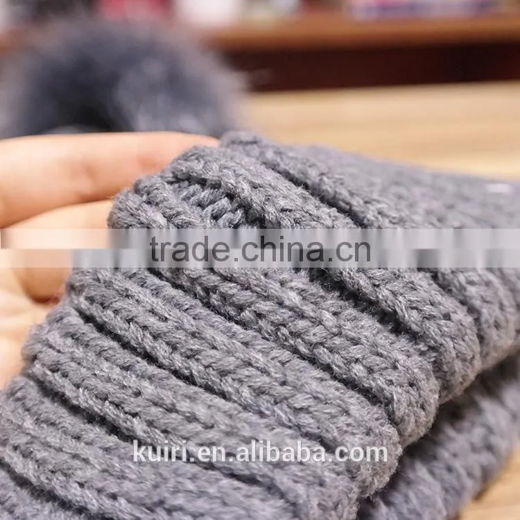 High quality cashmere knitted hat with double fur poms KR-H010