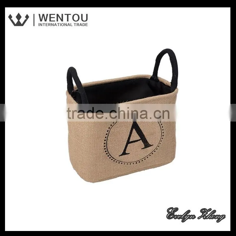 Wholesale Monogramed Burlap Storage Bin With Handles