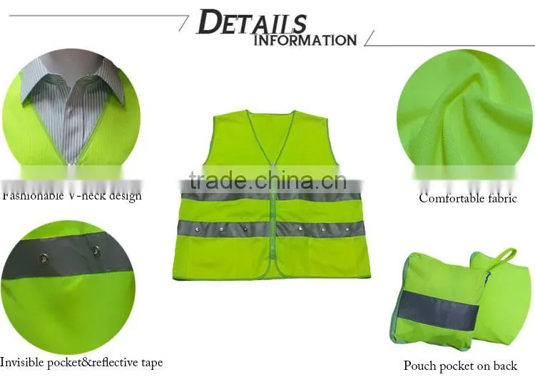 Flashing LED safety vest with back pocket