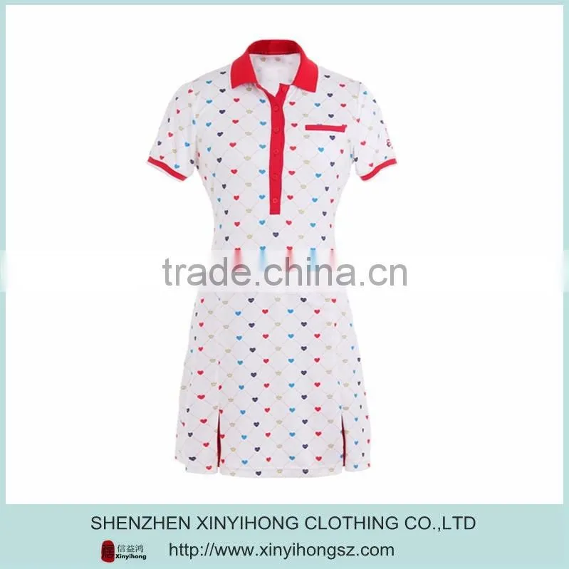 Dry wicking golf wear ,fashion sublimation printing design golf dresses