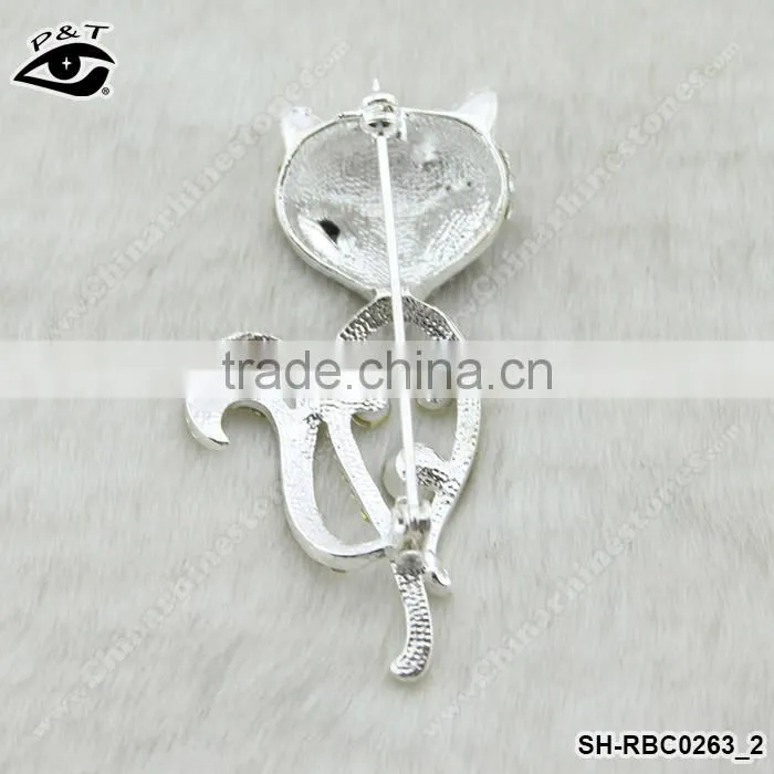 Fox Design Rhinestone brooch Crystal pins wholesale brooches for wedding invitation cards