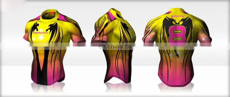 Manufacture breathable customized rugby jersey with sublimation