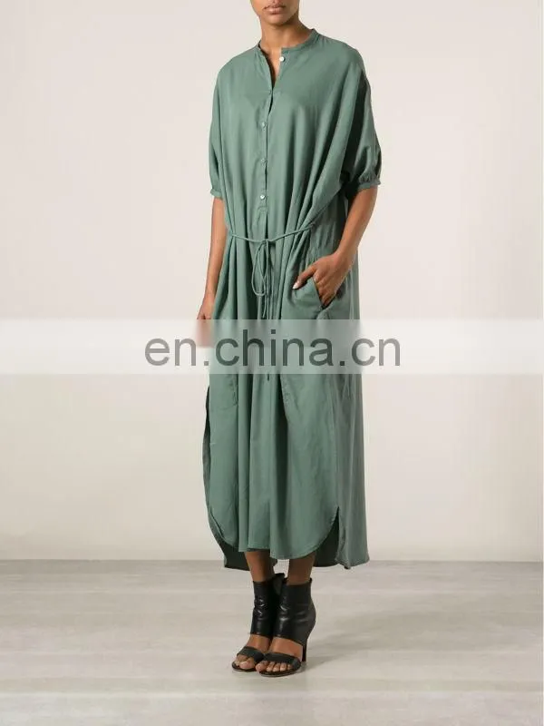 CHEFON Shirt maxi dress with sleeves