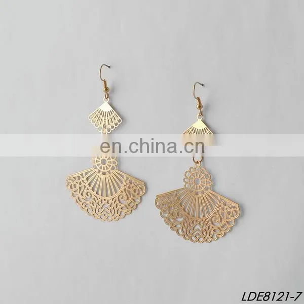 Fan painting dangle bridesmaid boho earrings