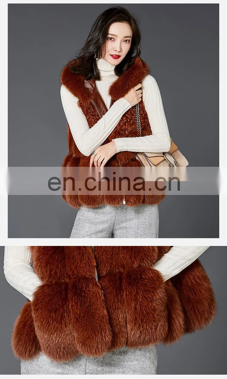 2017 New Fashion Real Fox Fur Geilt High Quality Fur Vest With Hood