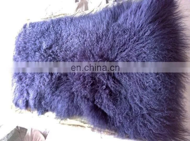 Factory wholesale long hair tanned real mongolian tibetan lamb fur plate