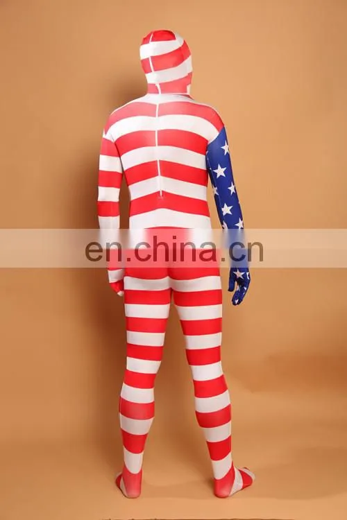 New American USA Team Flag Spandex Lycra Full Body Zentai Suits World Cup