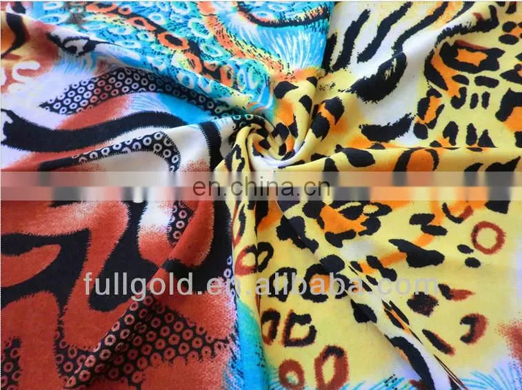Knitted Digital Animal Print 100% Polyester FDY Jersey Fabric Four Ways Stretch Fabric For Dress
