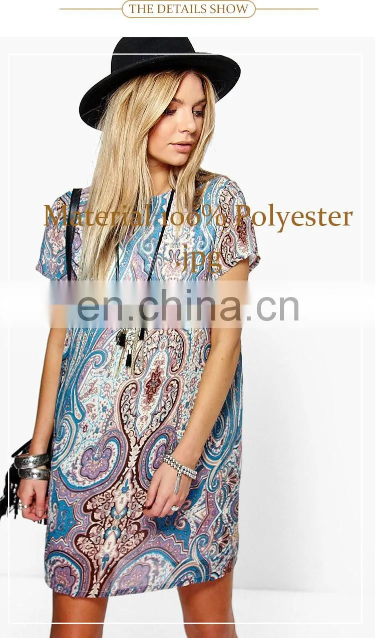 beach wear summer cap sleeve Paisley Print women mini dress