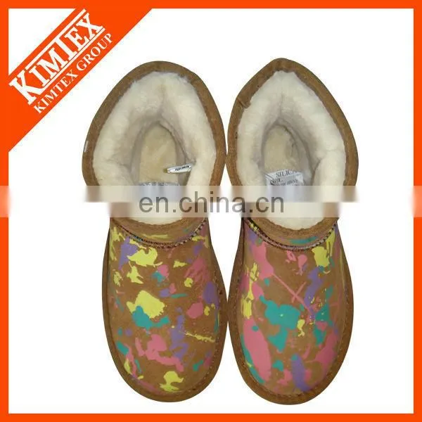 colorfull print ankle snow boots