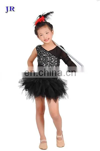 Party chic one single long sleeve shiny sequins mesh children ballet tutu dance costume dress ET-025
