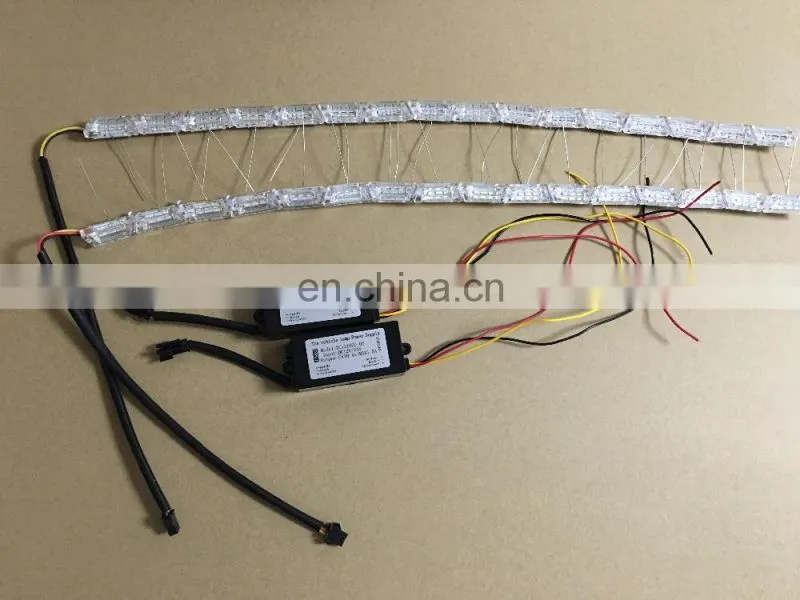 50cm crystal extendable led flexible drl with flow turn signal 16leds white amber daytime running light headlight for car