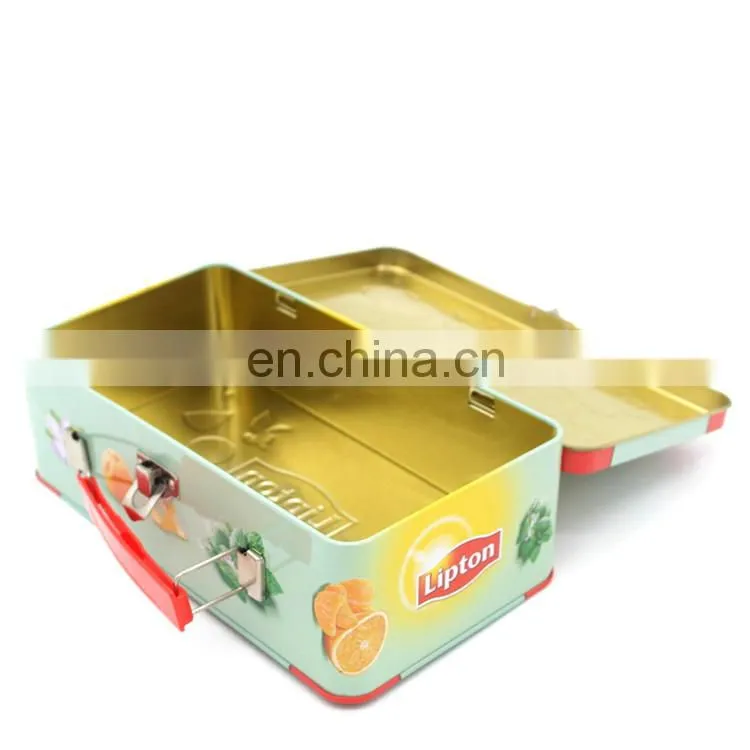 2014 hot saled lunch tin box with handle and lock for children gift, tin lunch box with lock and key