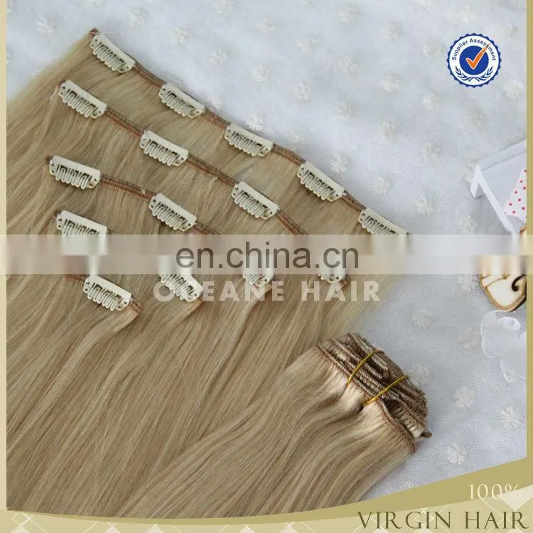 wholesale Brazilian remy human hair weave blonde color clip in layer hair extension