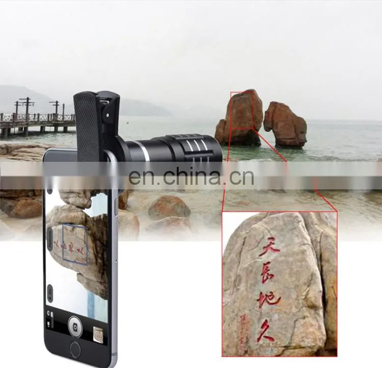 Universal Cell phone 12X Magnification Glass Fisheye Macro Wide Angle Camera Lens
