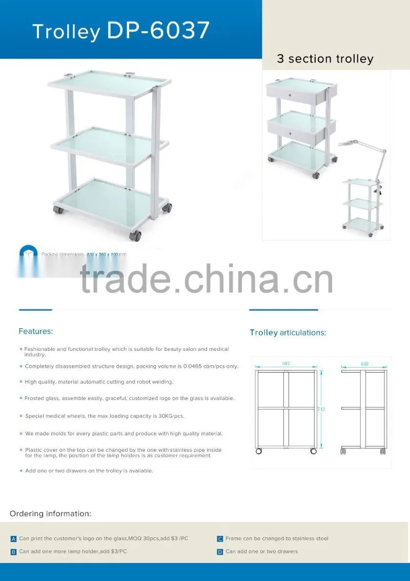 new style beauty spa metal trolley wholesale