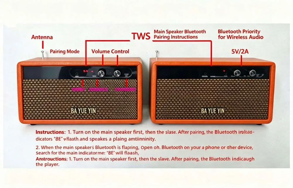 BAYUEYIN Bluetooth Speaker with FM Radio