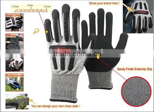 anti-cut high impact resistant TPR glove,Cut level 5