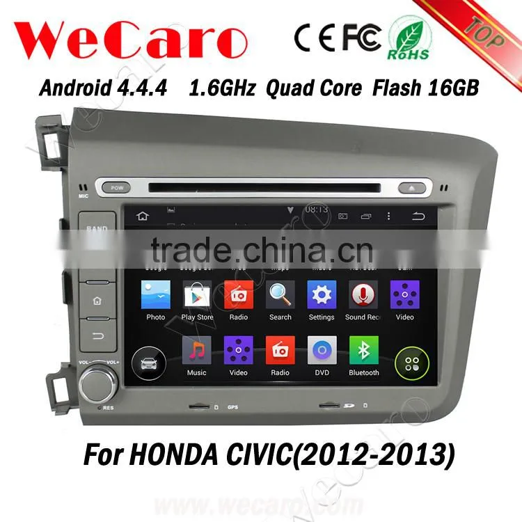 Wecaro android 4.4.4 car multimedia system for honda civic BT gps 3g wifi TV 2012 2013