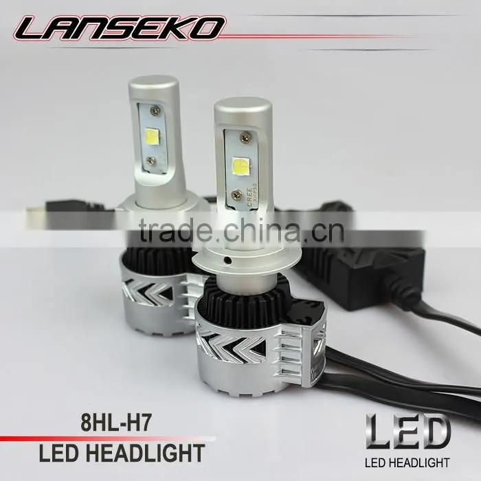 Wholesale supply auto parts super bright auto h7 led headlight bulbs 6000lm 40w 2 years warranty