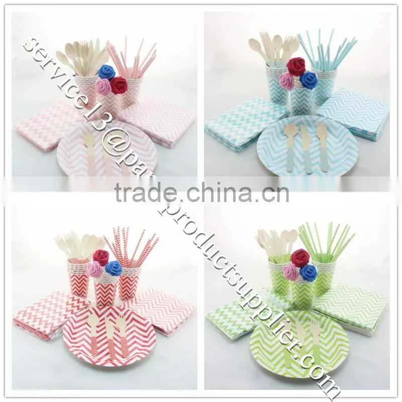 Manufacturer Disposable Party Tableware Paper Plates Straws Cups Napkins