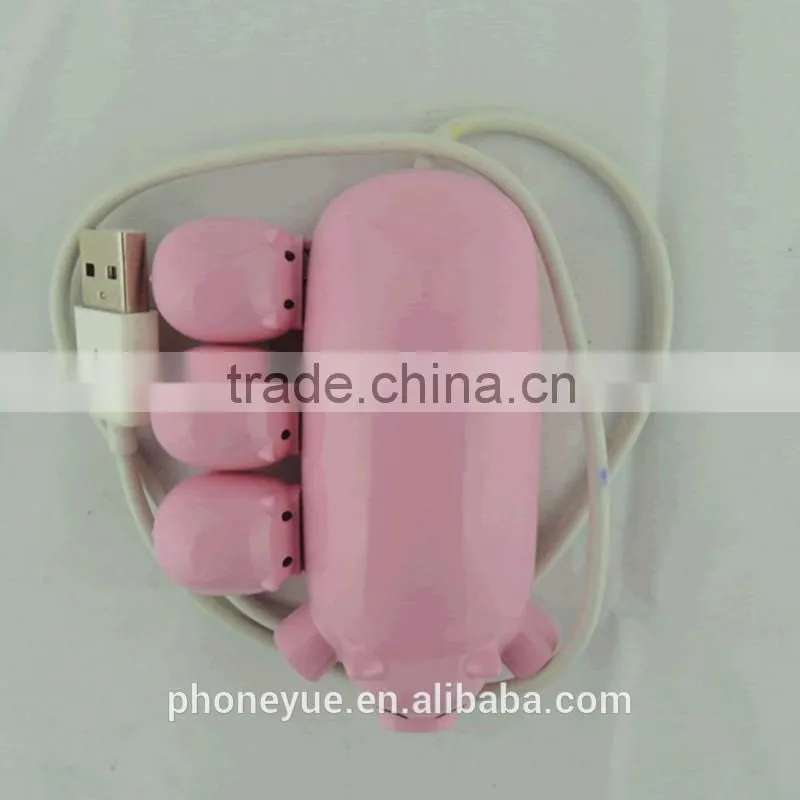latest design usb 2.0 cut cartoon pig 3 port usb hub with card reader
