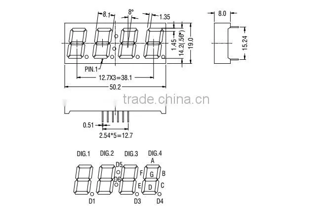 Free Sample 0.52" 4 digits 7 segment module