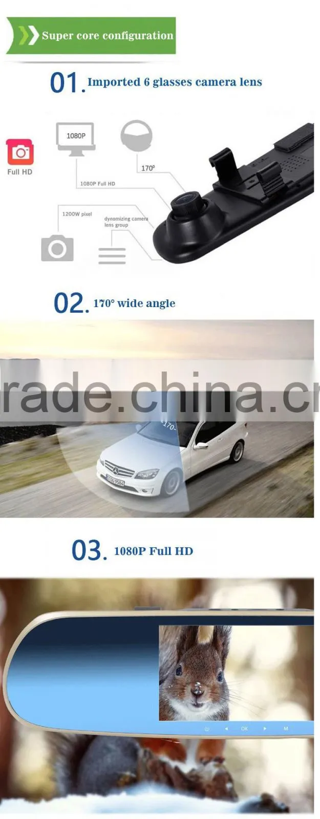 Car front and rear camera,full hd 1080p car camera