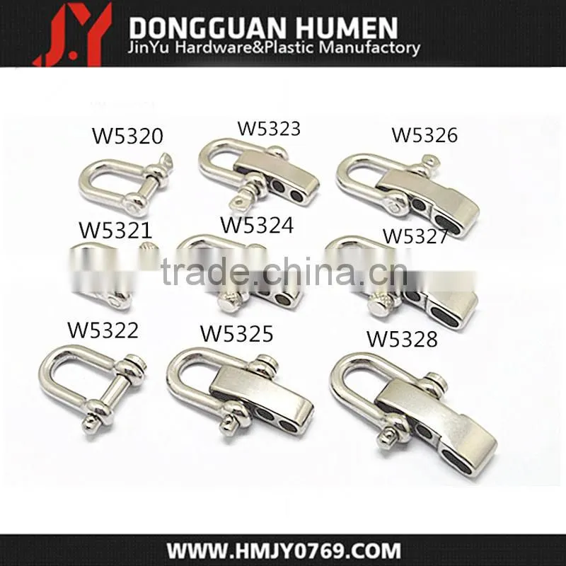 Stainless Steel U shackle buckle , metal screw d shackle